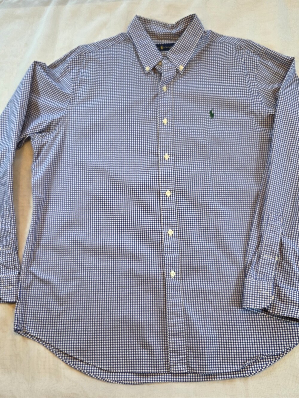 Ralph Lauren Blue and White Gingham Button-Down Shirt